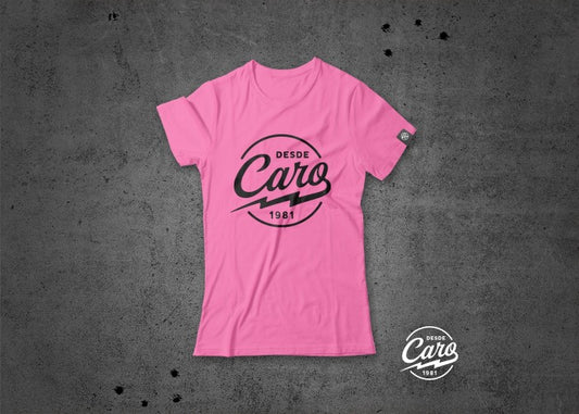 Caro Logo, Womens Pink Scoop Tee.